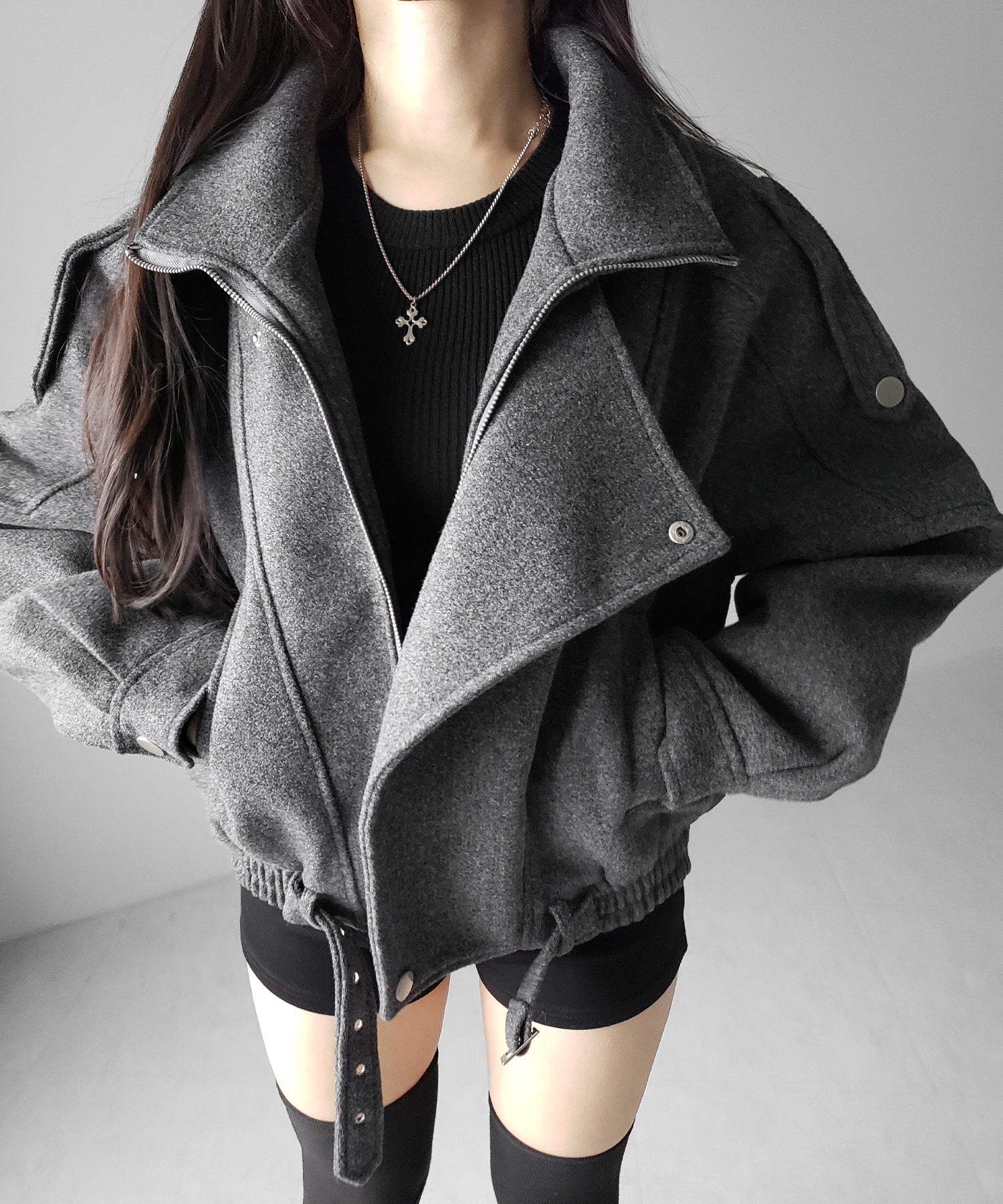 ウールライクベルテッドオーバーコート ／ wool like belted over coat