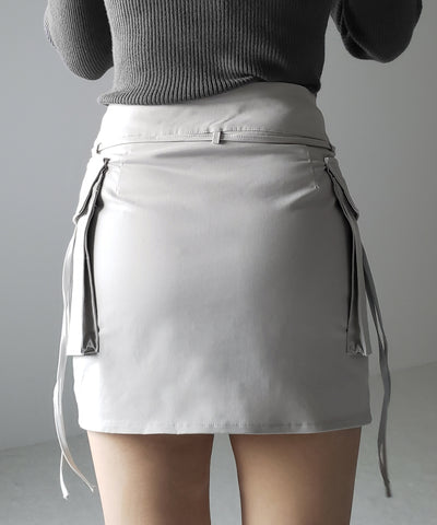 【 ２WAY 】３ストラップリボンカーゴミニスカート ／ three strap ribbon cargo mini skirt