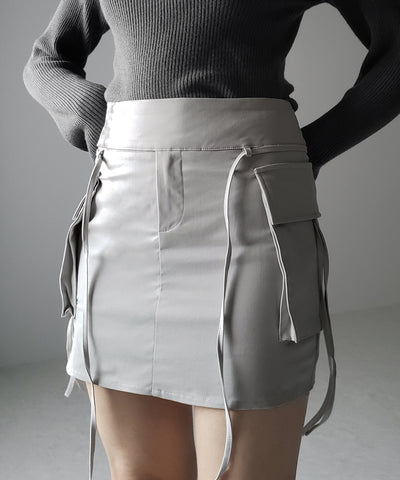【 ２WAY 】３ストラップリボンカーゴミニスカート ／ three strap ribbon cargo mini skirt