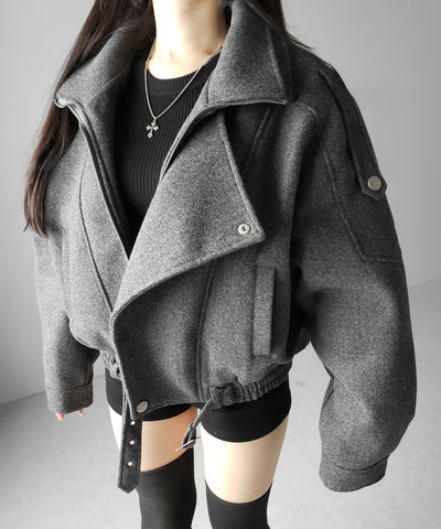 ウールライクベルテッドオーバーコート ／ wool like belted over coat