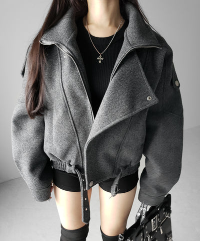 ウールライクベルテッドオーバーコート ／ wool like belted over coat