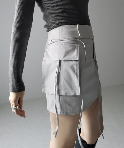 【 ２WAY 】３ストラップリボンカーゴミニスカート ／ three strap ribbon cargo mini skirt