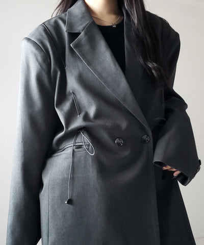 オーバーショルダードロストビッグテーラードジャケット ／ over shoulder drawstring big tailored jacket