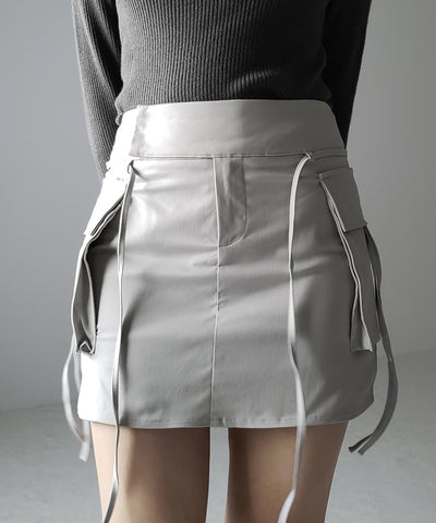 【 ２WAY 】３ストラップリボンカーゴミニスカート ／ three strap ribbon cargo mini skirt