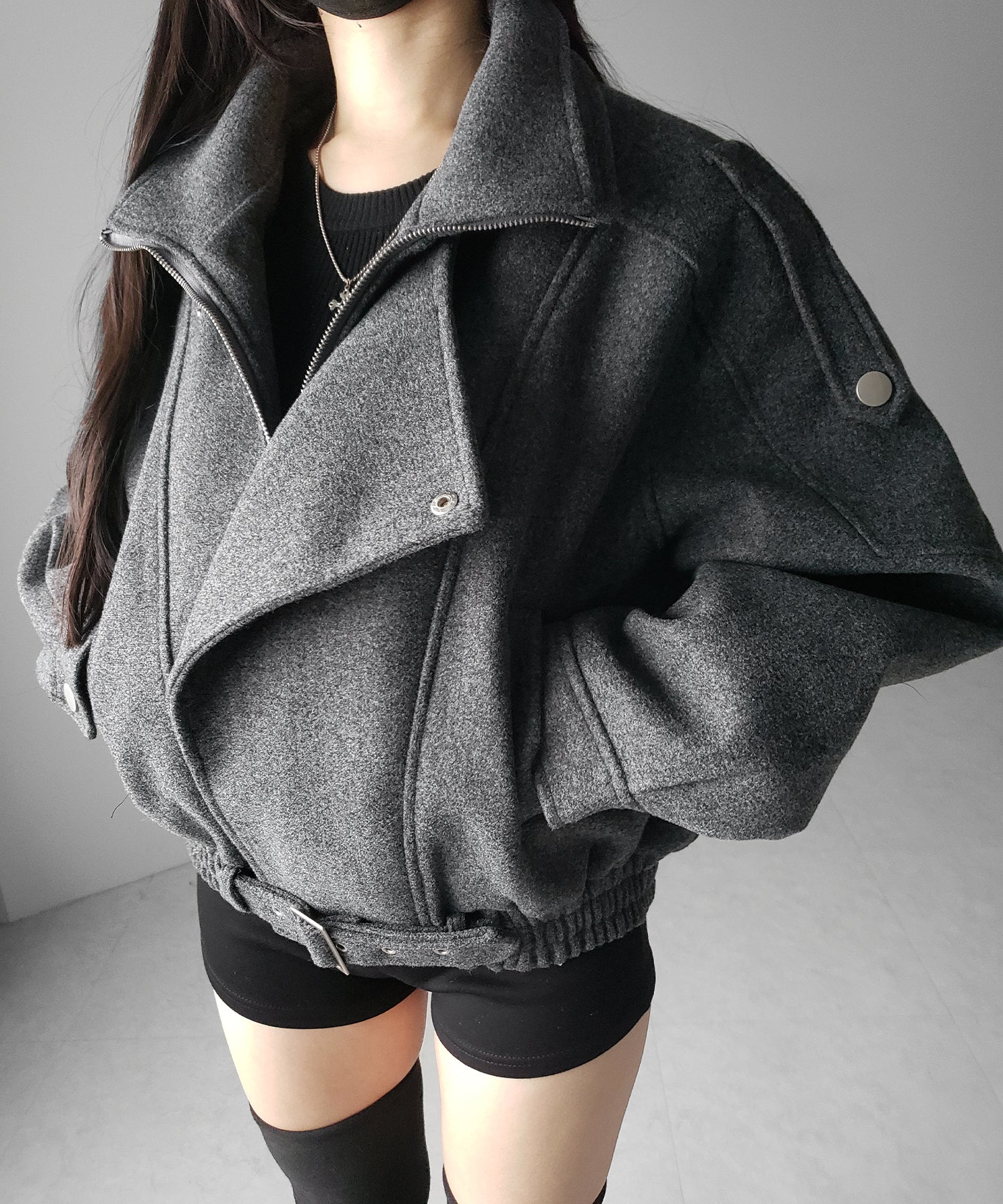 ウールライクベルテッドオーバーコート ／ wool like belted over coat