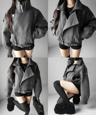 ウールライクベルテッドオーバーコート ／ wool like belted over coat