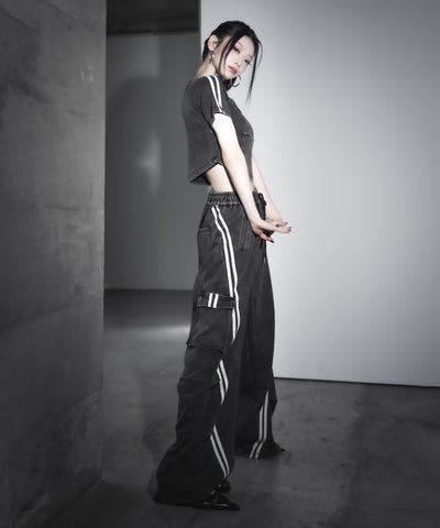 【 ２color ／裾絞り可能２WAY 】ピグメントヴィンテージサイドラインタックワイドスウェットパンツ ／ pigment vintage sideline tuck wide sweatpants