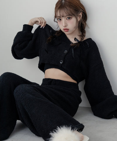 【 MINAMIさん着用 ／セットアップ可能 】マシュマロタッチショートカーディガン ／ marshmallow touch short cardigan