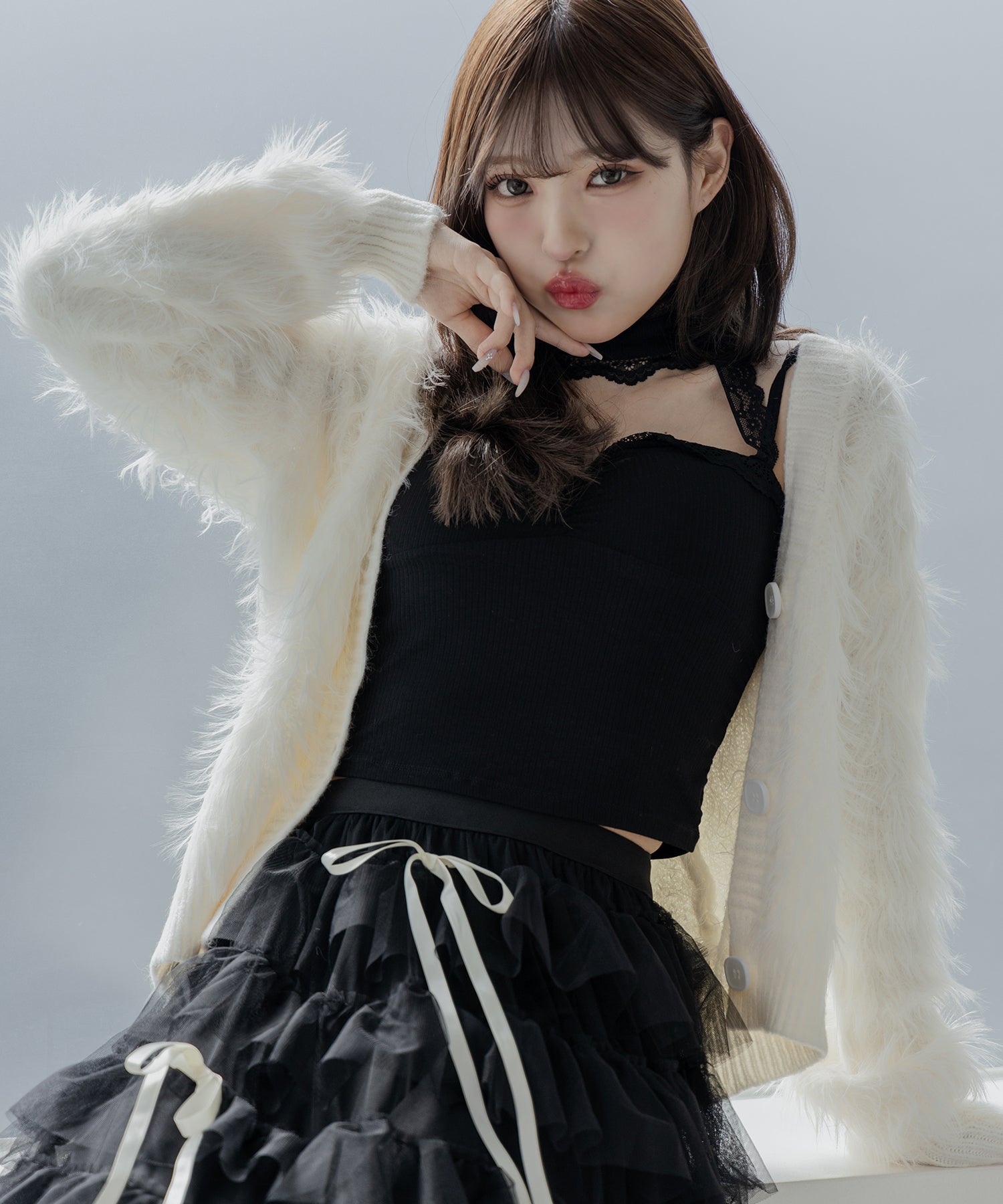 【 ４color 】ストラップリボンバレエコアチュールスカート ／strap ribbon ballet core tulle skirt