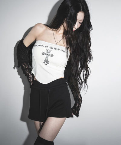 クロスグランジロゴベアトップス ／ cross grunge logo bare tops