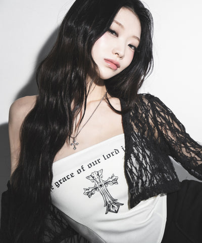 クロスグランジロゴベアトップス ／ cross grunge logo bare tops