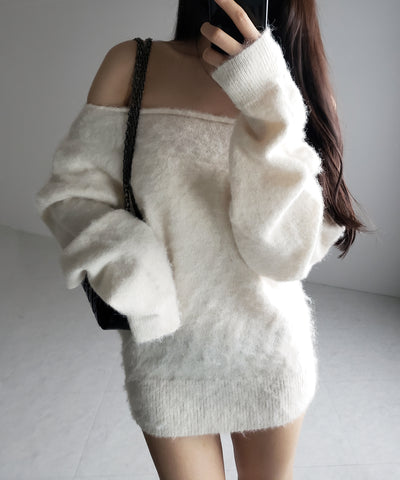 オフショルダーレディニットミニワンピース ／ off shoulder lady knit mini onepiece