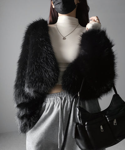 【 カップ付き ／ 裏起毛 】プチハイネックシャーリングショートカットソートップス