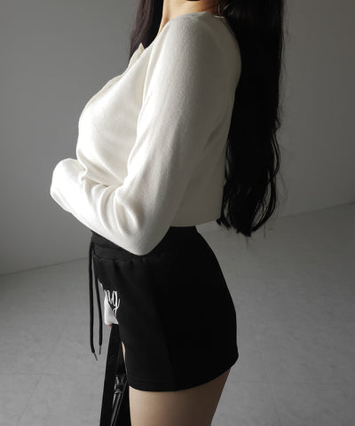 ミニボタンショートリブニットカーディガン ／ mini button short rib knit cardigan