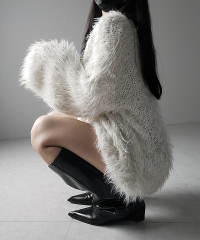 【 ３color 】フラッフィーシャギーボリュームニットミニワンピース ／ fluffy shaggy volume knit mini onepiece