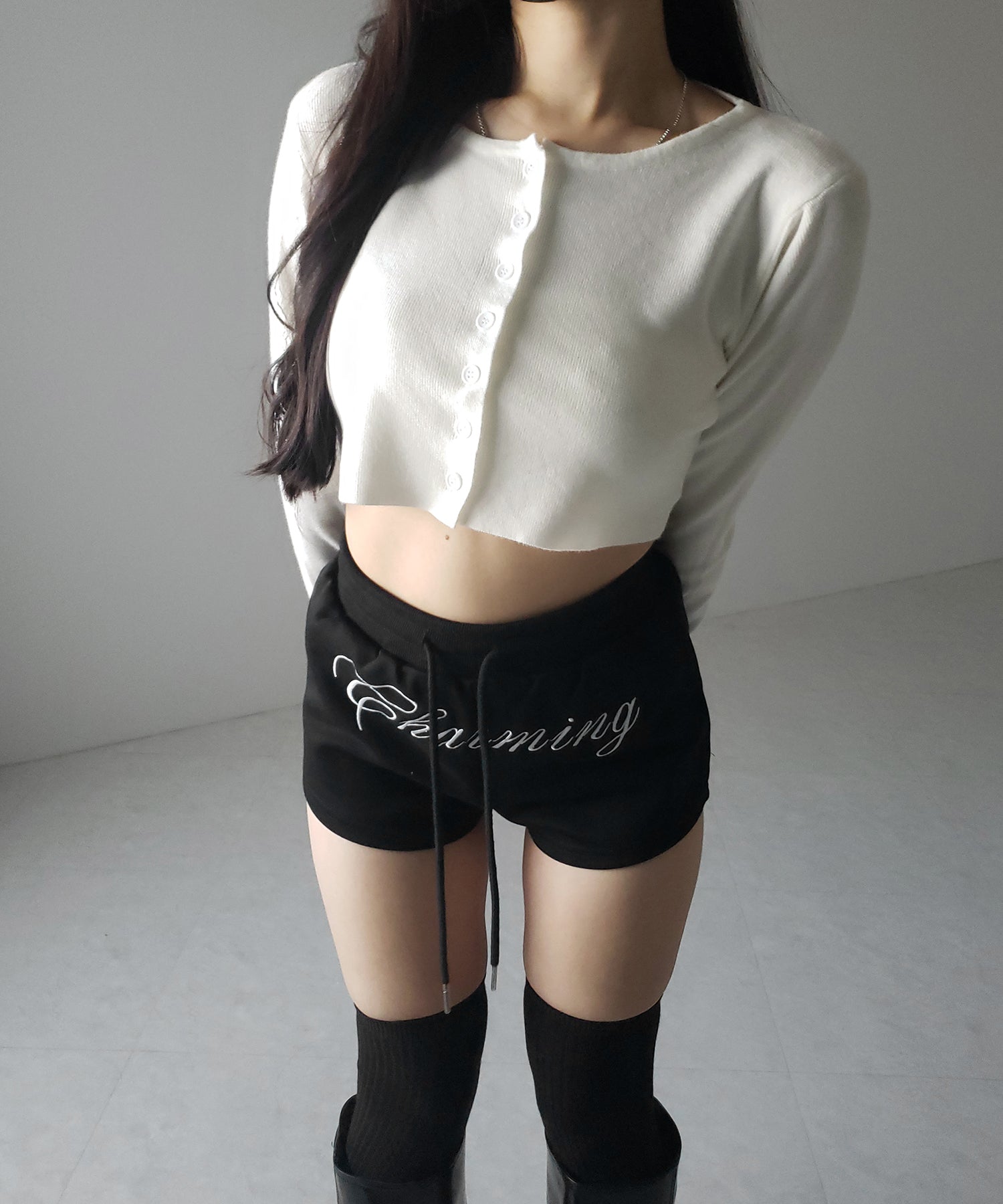 ミニボタンショートリブニットカーディガン ／ mini button short rib knit cardigan