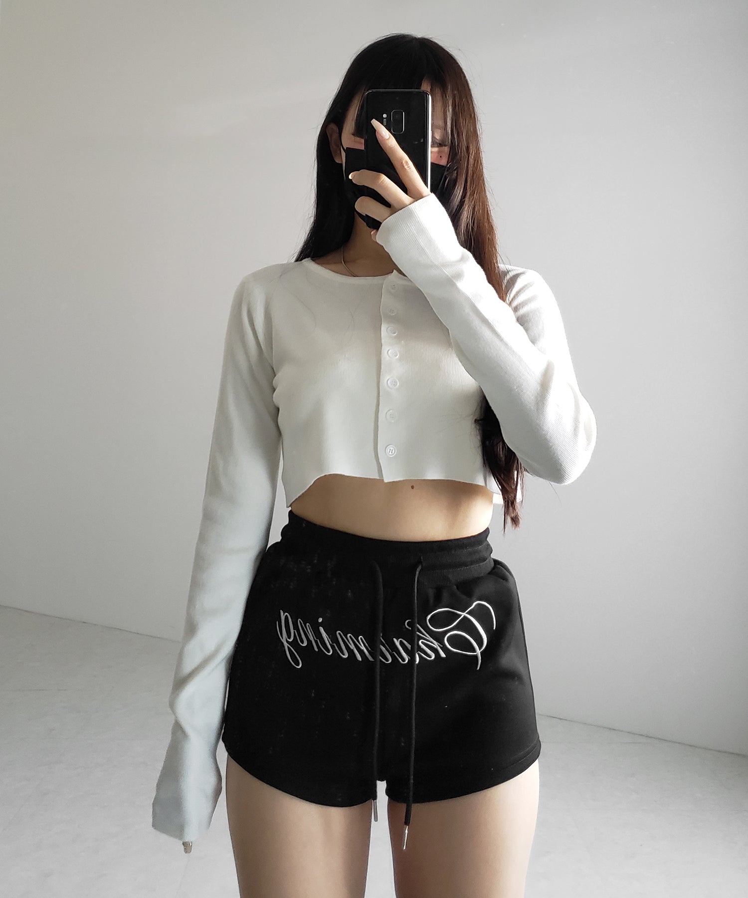 ミニボタンショートリブニットカーディガン ／ mini button short rib knit cardigan