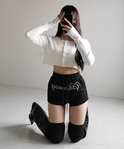 ミニボタンショートリブニットカーディガン ／ mini button short rib knit cardigan