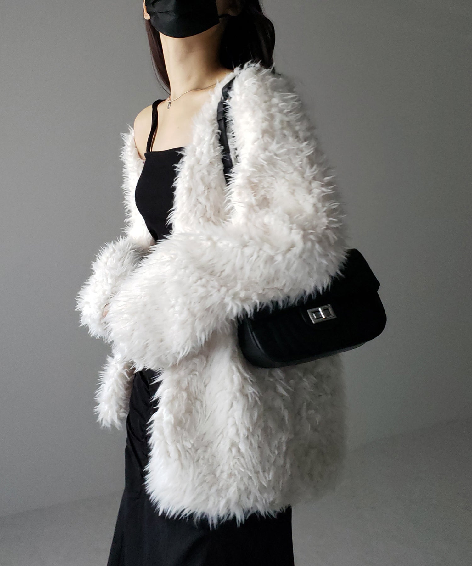 【 3COLOR 】ロングシャギーボアオーバーボリュームカーディガン