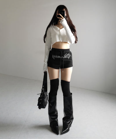 ミニボタンショートリブニットカーディガン ／ mini button short rib knit cardigan