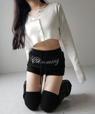 ミニボタンショートリブニットカーディガン ／ mini button short rib knit cardigan