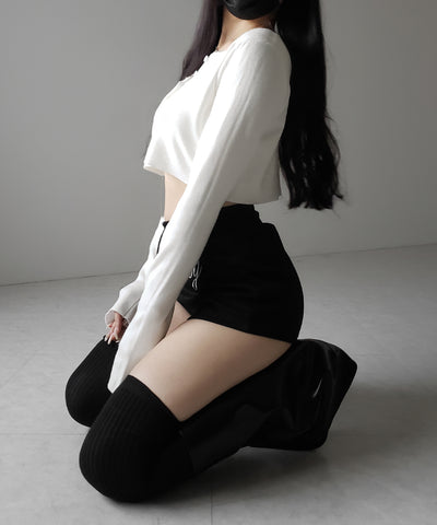 ミニボタンショートリブニットカーディガン ／ mini button short rib knit cardigan