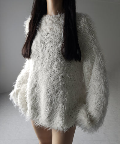 【 ３color 】フラッフィーシャギーボリュームニットミニワンピース ／ fluffy shaggy volume knit mini onepiece