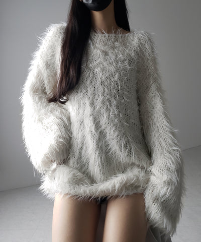 【 ３color 】フラッフィーシャギーボリュームニットミニワンピース ／ fluffy shaggy volume knit mini onepiece