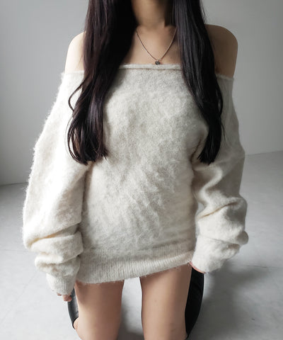 オフショルダーレディニットミニワンピース ／ off shoulder lady knit mini onepiece