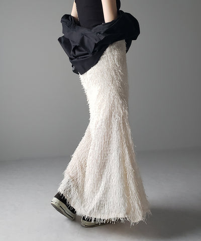 シャギーフリンジロングマーメイドスカート ／shaggy fringe long mermaid skirt