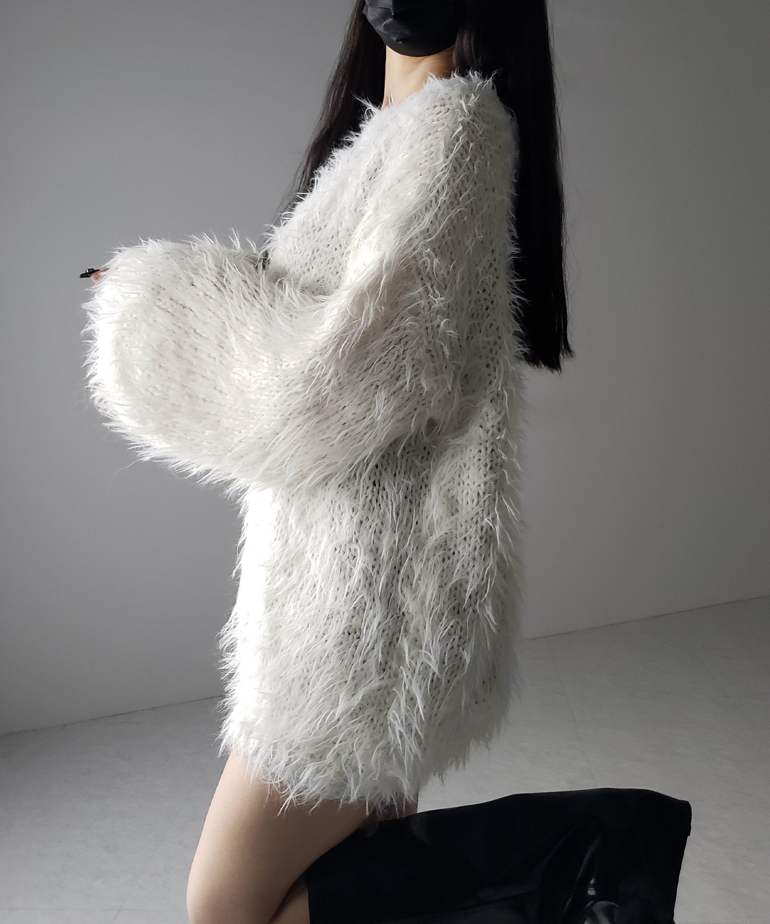【 ３color 】フラッフィーシャギーボリュームニットミニワンピース ／ fluffy shaggy volume knit mini onepiece