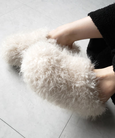 クリンクルフェイクファールームシューズ ／ crinkle fake fur room shoes