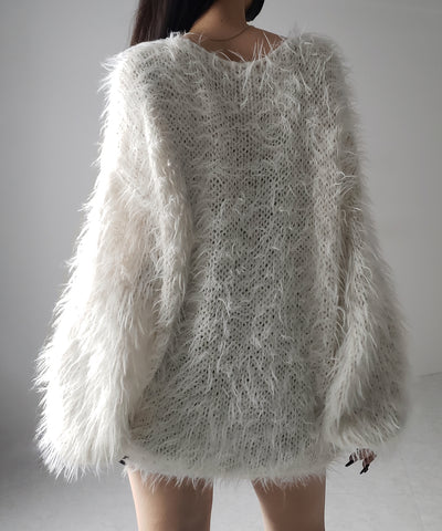 【 ３color 】フラッフィーシャギーボリュームニットミニワンピース ／ fluffy shaggy volume knit mini onepiece