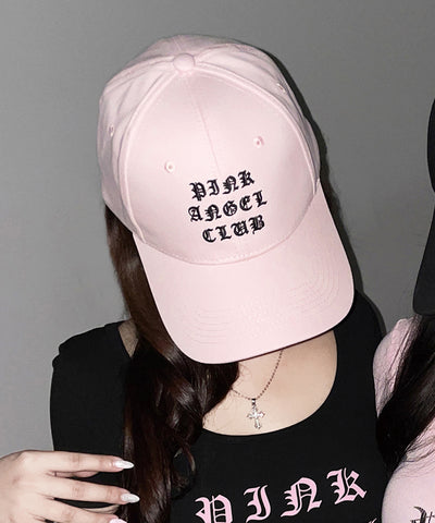 【 PINK ANGEL CLUB 】 GRUNGE LOGO embroidery CAP ／ グランジロゴ刺繍キャップ