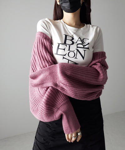 【 ９color 】２WAYリボンモヘアライクショートリブニットカーデ