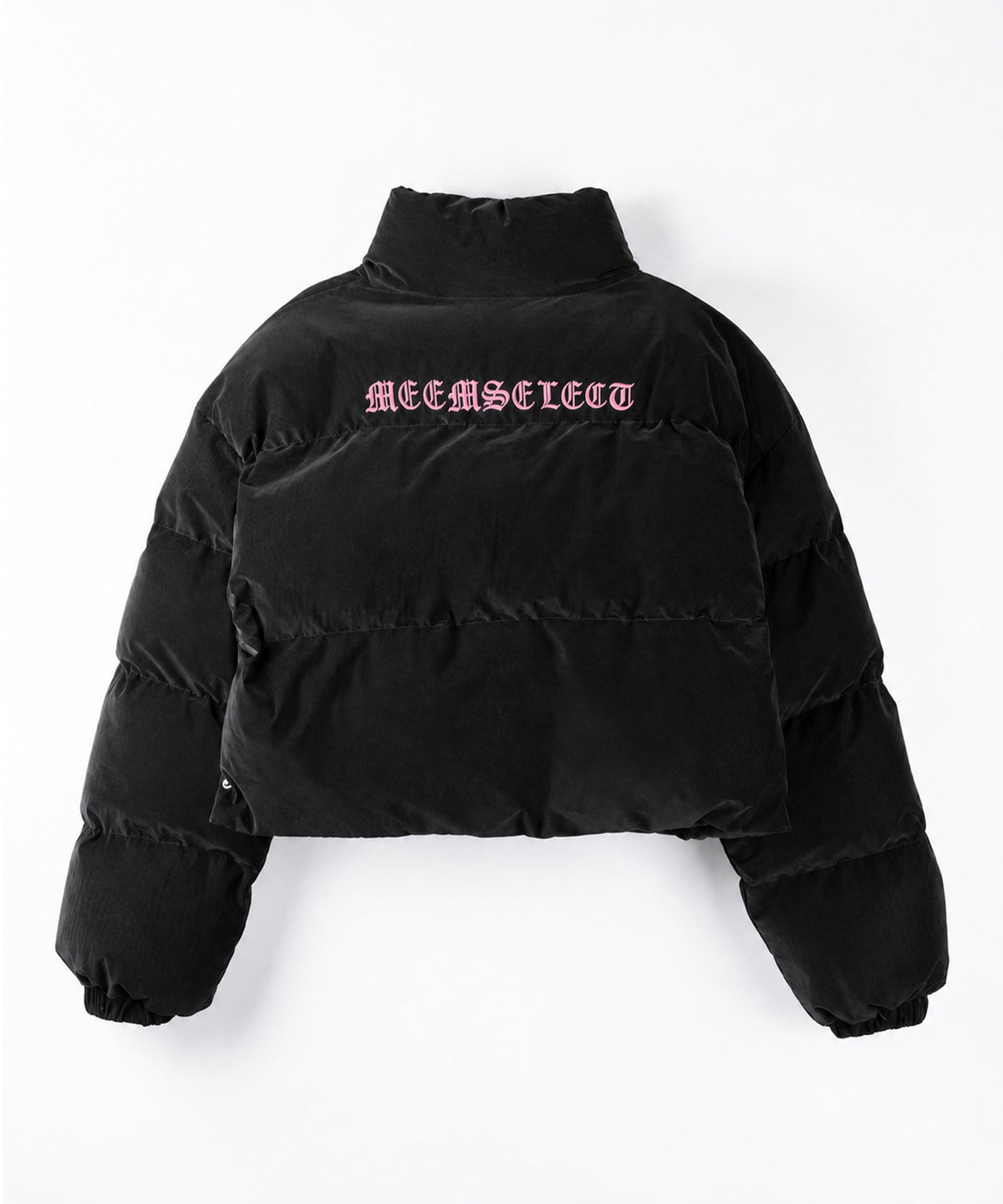 【 新色ピンクが追加！ 】グランジロゴ刺繍ショートパフ中綿ジャケット ／ grunge logo embroidery short puff fake down jacket
