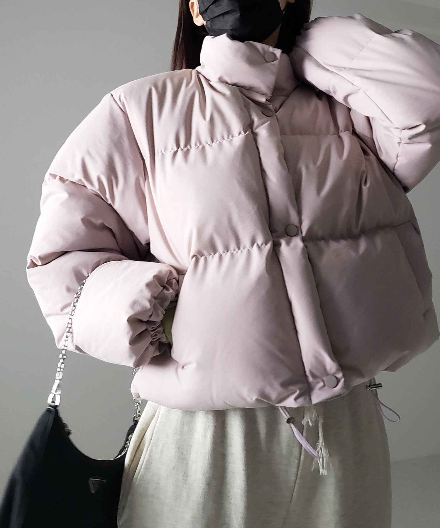 【裾絞り可能２WAY 】ニュアンスカラーショートパフダウンジャケット