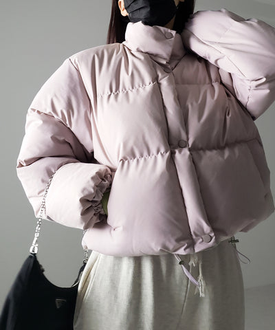 【裾絞り可能２WAY 】ニュアンスカラーショートパフダウンジャケット