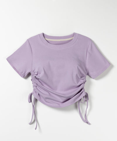 【 ８color 】サイドシャーリングリボンショート半袖Ｔシャツ