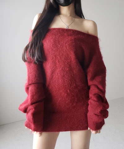 オフショルダーレディニットミニワンピース ／ off shoulder lady knit mini onepiece