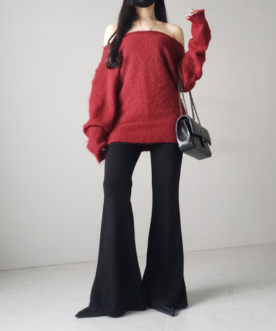 オフショルダーレディニットミニワンピース ／ off shoulder lady knit mini onepiece