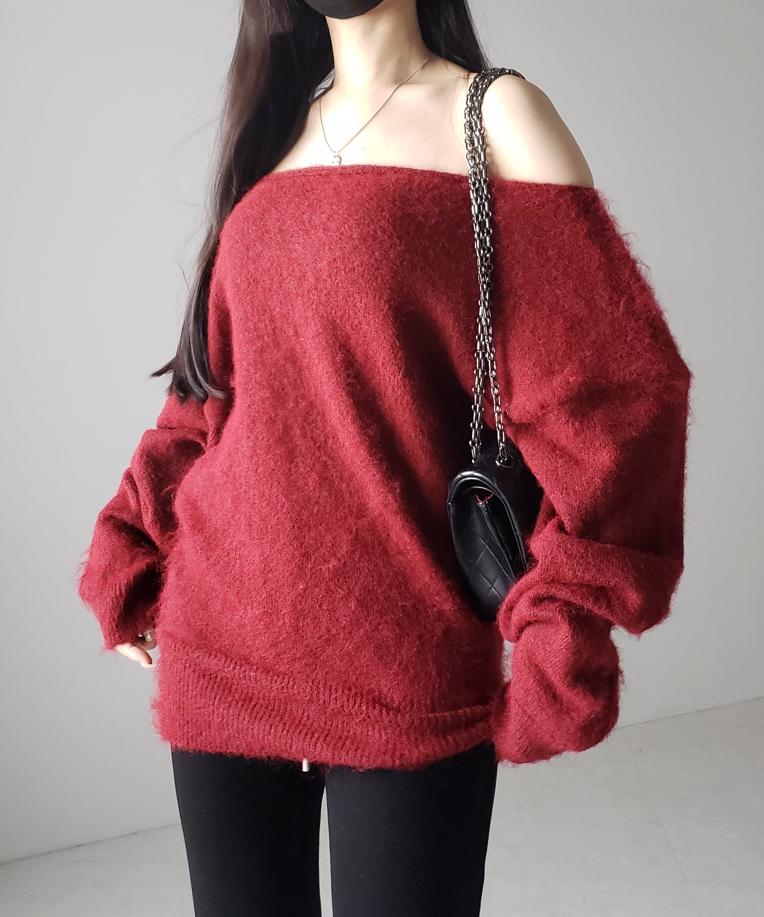 オフショルダーレディニットミニワンピース ／ off shoulder lady knit mini onepiece