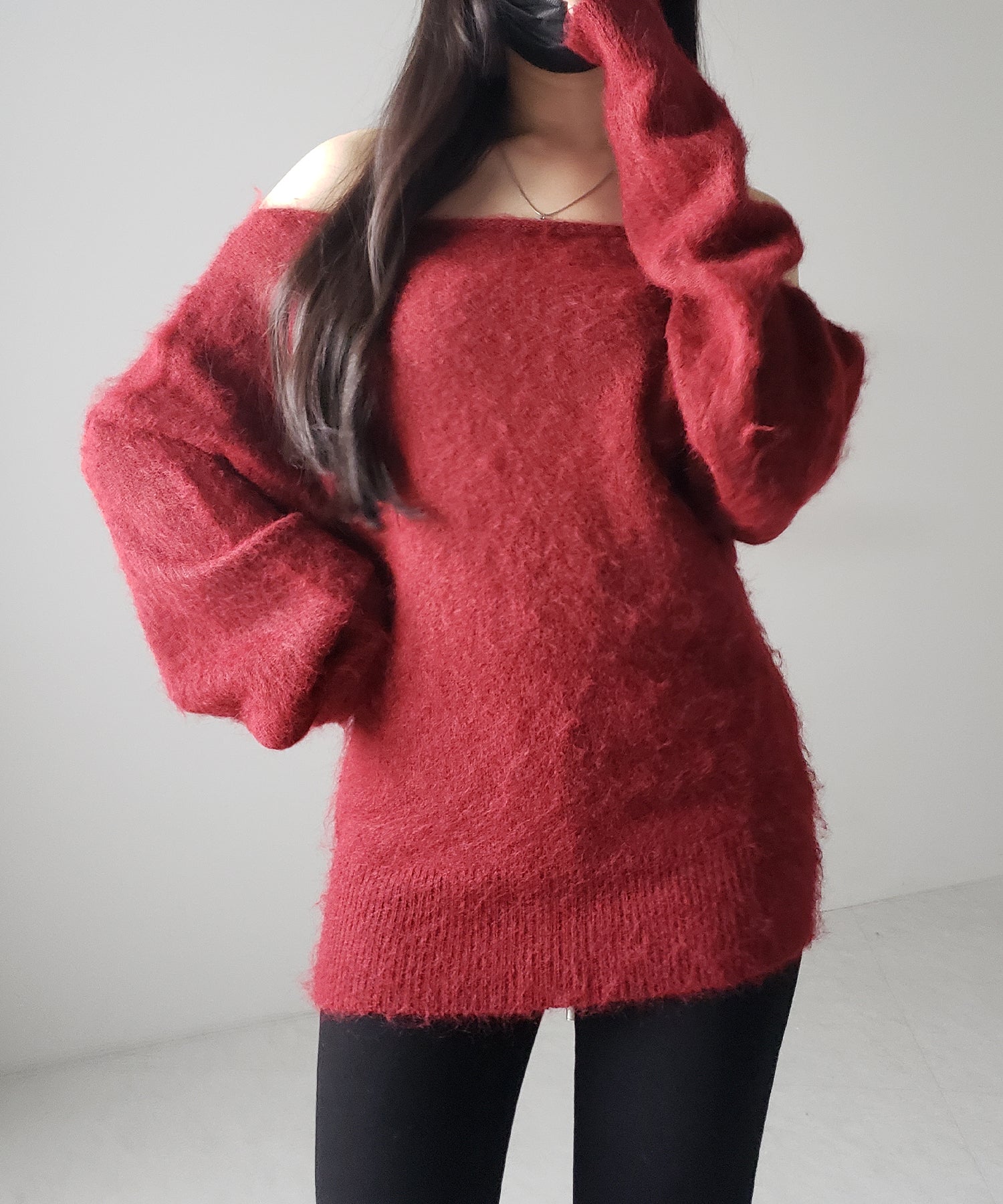 オフショルダーレディニットミニワンピース ／ off shoulder lady knit mini onepiece