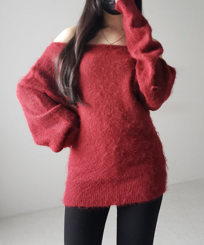 オフショルダーレディニットミニワンピース ／ off shoulder lady knit mini onepiece