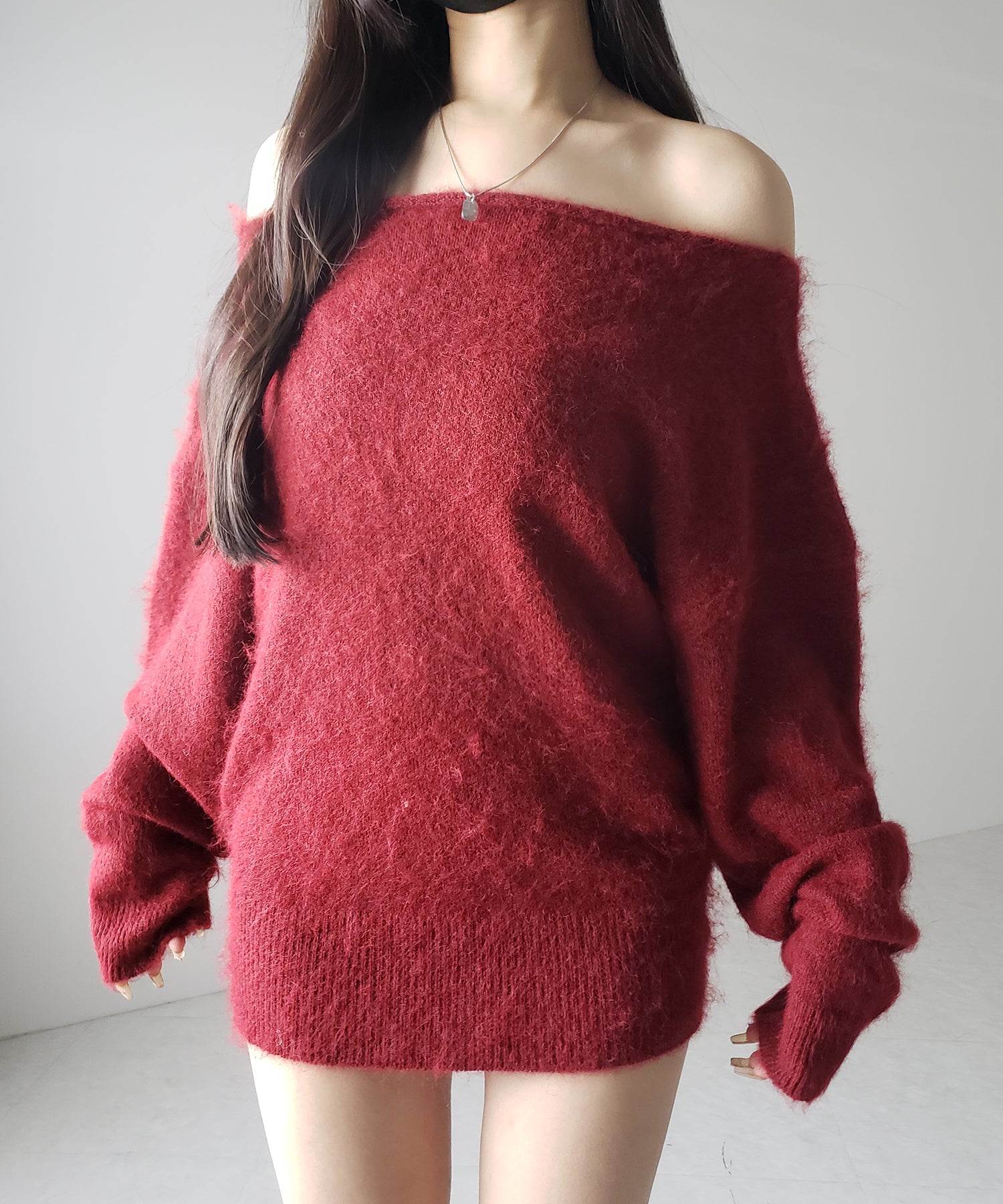 オフショルダーレディニットミニワンピース ／ off shoulder lady knit mini onepiece