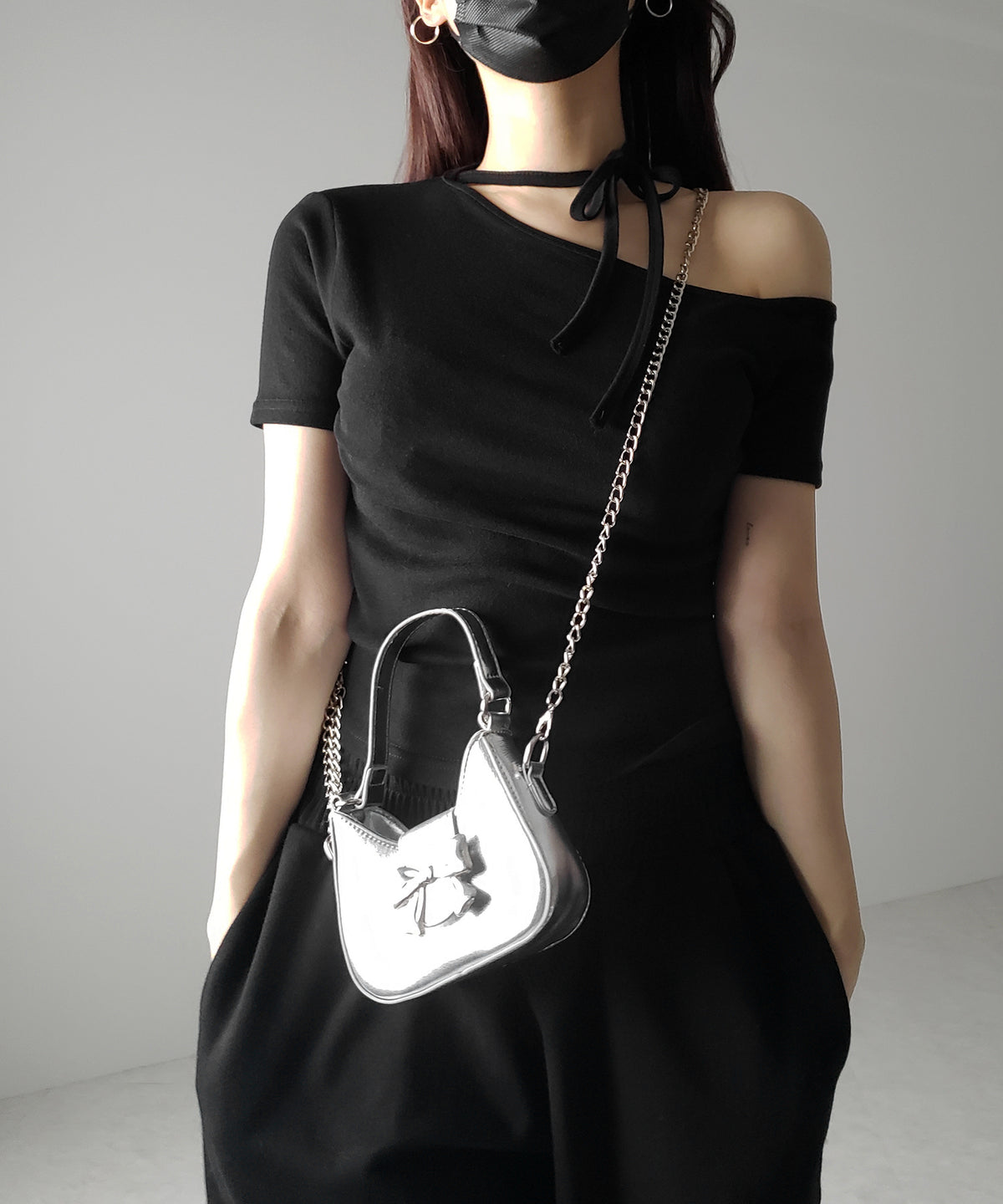 2color 】バックルリボンミニショルダーチェーンバッグ ／ buckle 