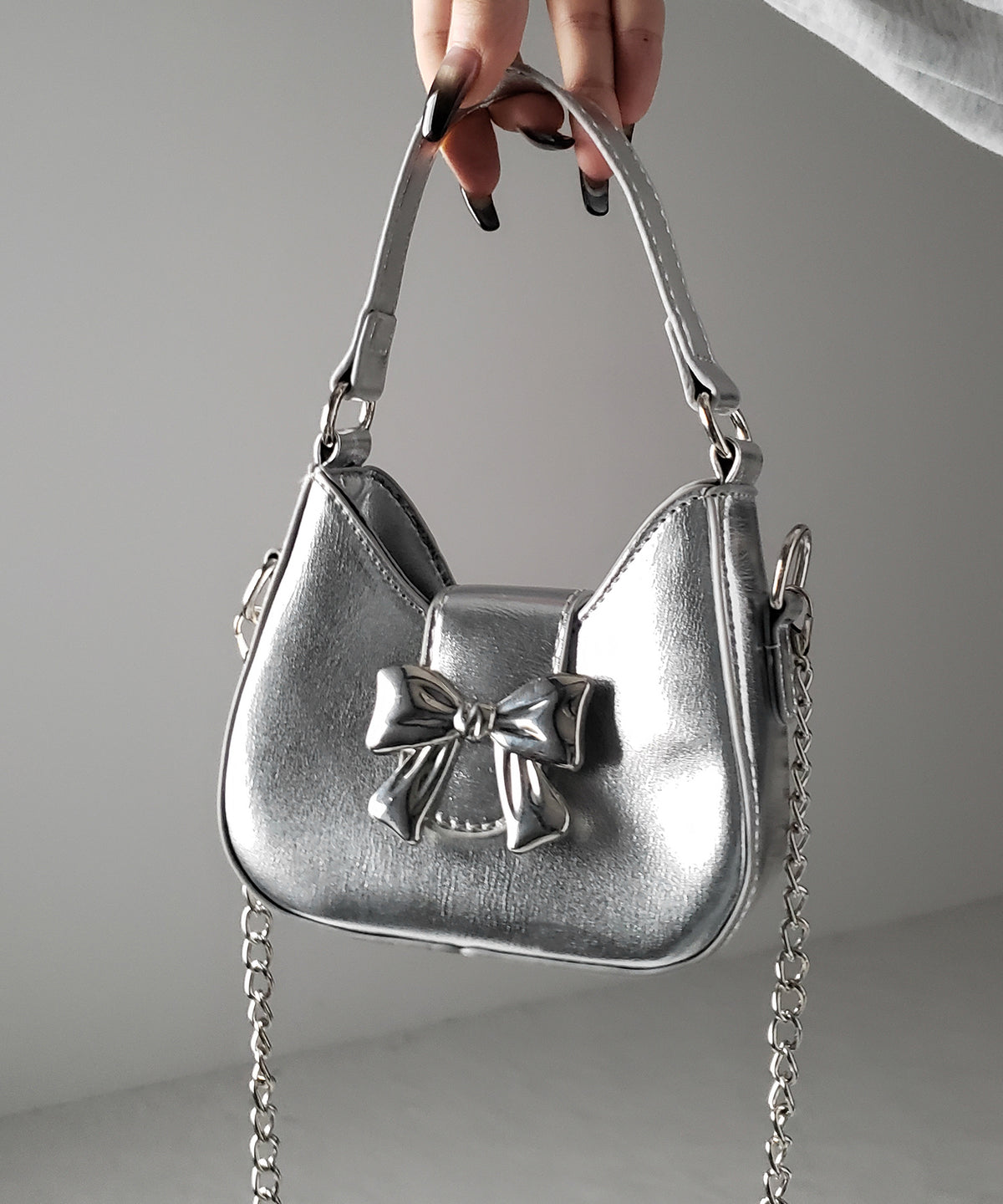 2color 】バックルリボンミニショルダーチェーンバッグ ／ buckle 