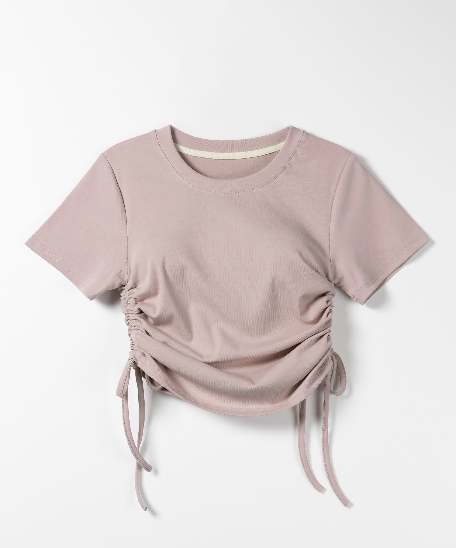 8color 】サイドシャーリングリボンショート半袖Tシャツ