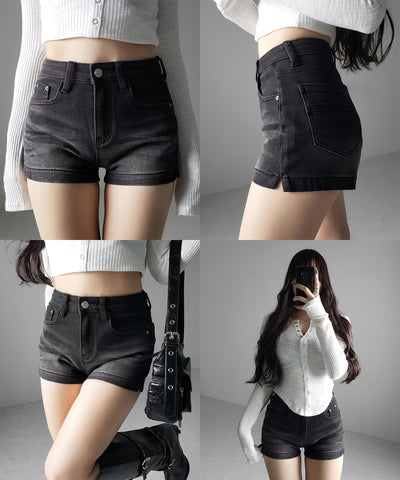 ハイウエストストレッチデニムタイトショートパンツ ／ high wast stretch denim tight short pants