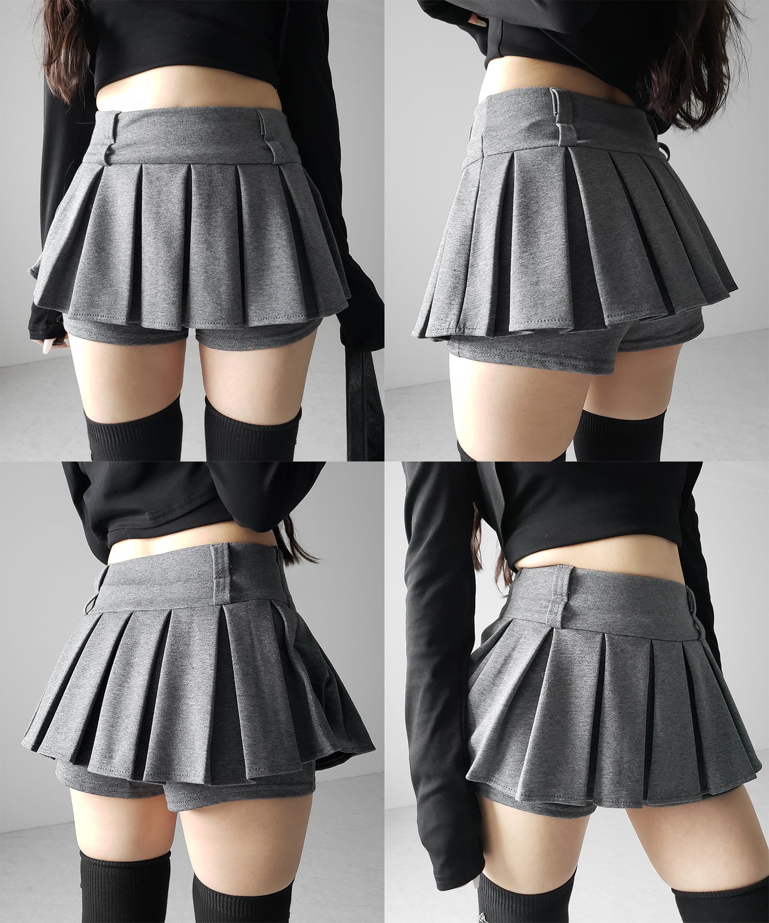 【 インパン裏地付 】プリーツスウェットマイクロミニスカパン ／ plests sweat micro mni skirt pants